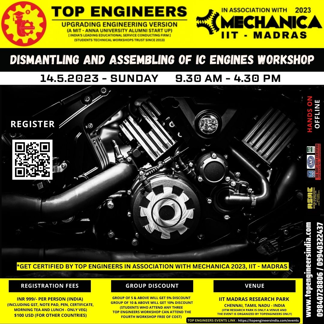 Dismantling and Assembling of IC Engines Workshop in Chennai