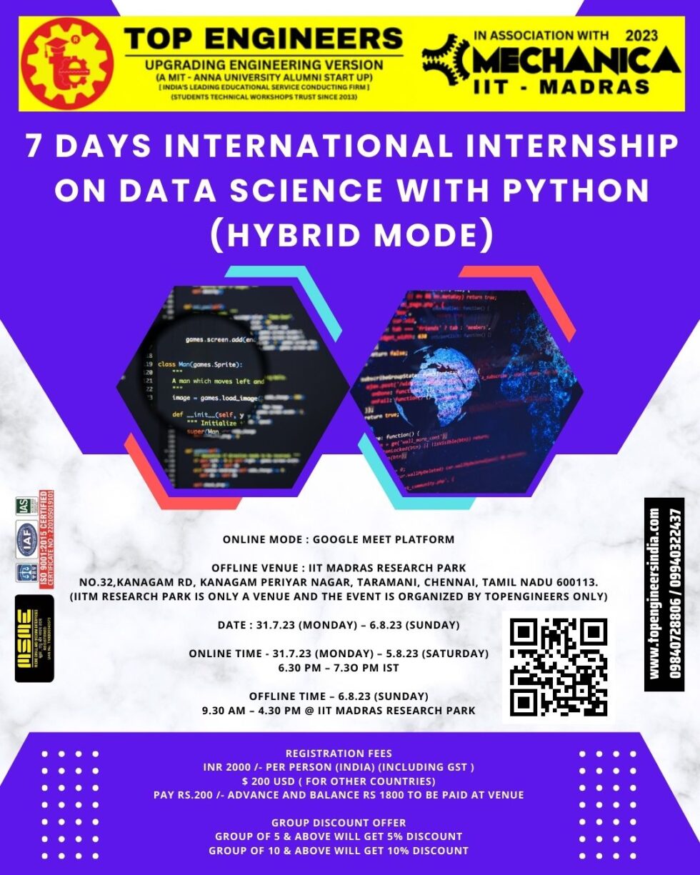 7 DAYS INTERNATIONAL INTERNSHIP ON DATA SCIENCE WITH PYTHON (HYBRID ...