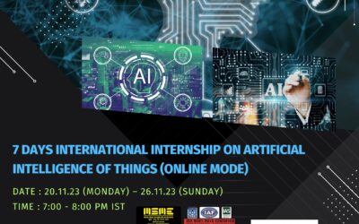 7 DAYS INTERNATIONAL INTERNSHIP ON ARTIFICIAL INTELLIGENCE OF THINGS (ONLINE MODE)