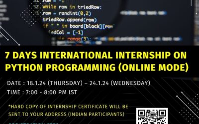 7 DAYS INTERNATIONAL INTERNSHIP ON PYTHON PROGRAMMING – [ONLINE MODE]