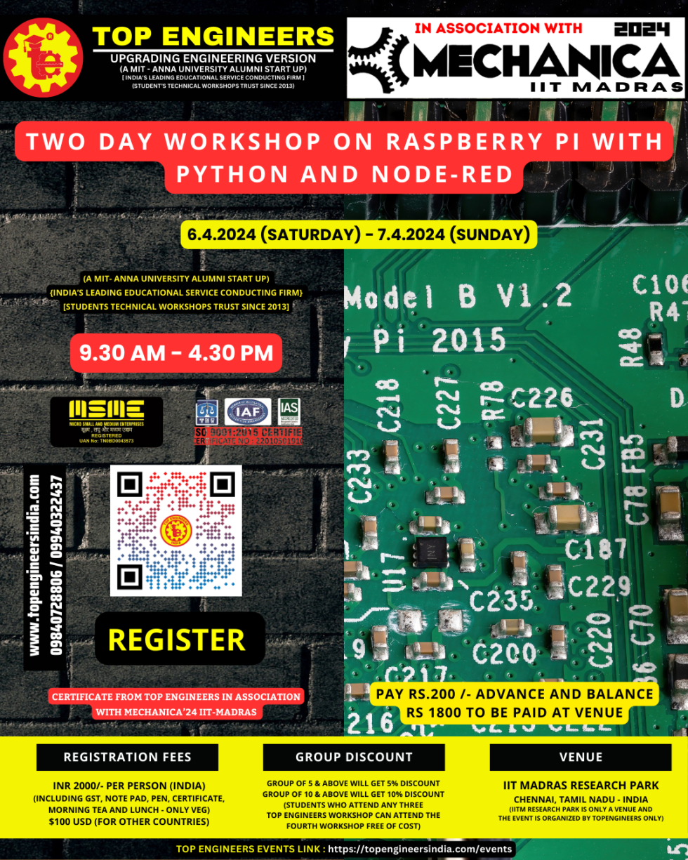 TWO DAY WORKSHOP ON RASPBERRY PI WITH PYTHON AND NODE-RED - TopEngineers